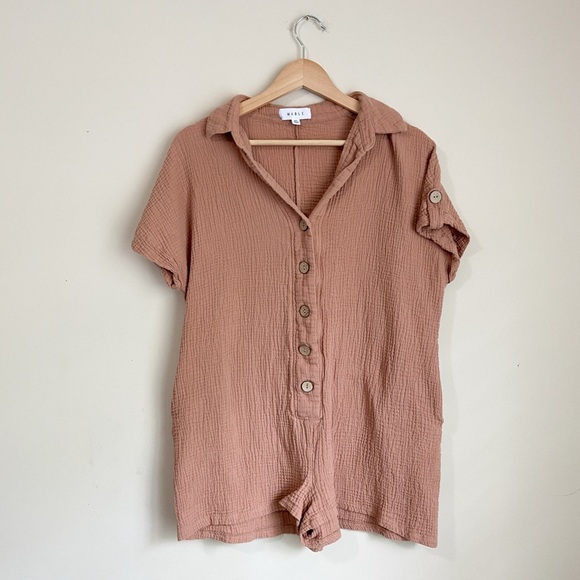 Mable Gauze Button Romper - Picture 1 of 6